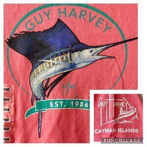 Guy Harvey Fishing T-Shirt Swordfish Womens Size XL Pink Lemonade Cayman Islands